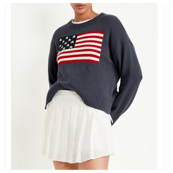 ICONIC Preppy American Flag Knit Sweater - Picture 1 of 9